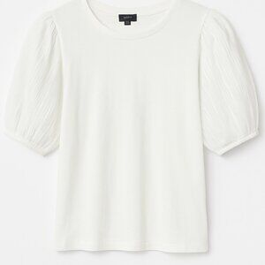 Rails Puff Sleeve Mixed Media Top in White – Size M